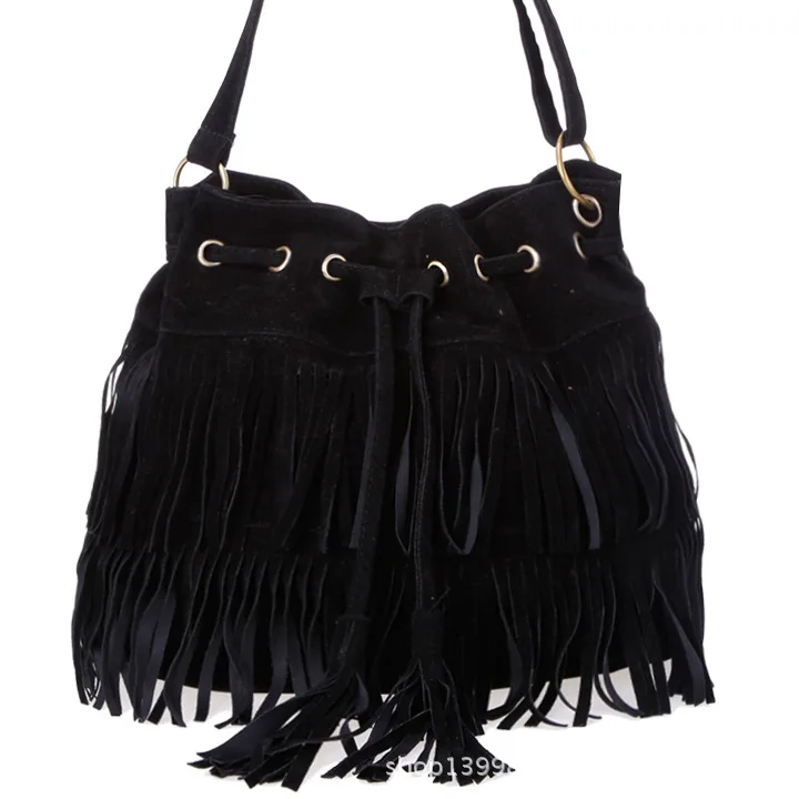 Bolsos 2015 Faux Wildleder Fringe Quaste Frauen Schulter Tasche Messenger Tasche Vintage Stil Mädchen Umhängetasche Mujer Bolso Flecos