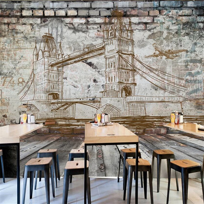 

wellyu papier peint wallpaper for walls 3 d Custom wallpaper European and American brick wall London bridge wall behang