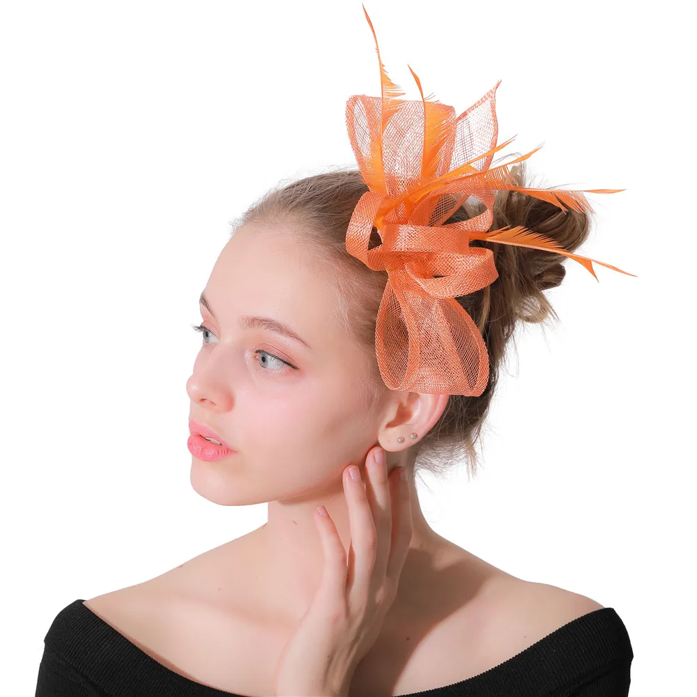 

Vintage Ladies Women Hair Fascinator Accessories Headbands Elegant Heawear And Feathers Party Event Mesh Hat Accessories XMF166