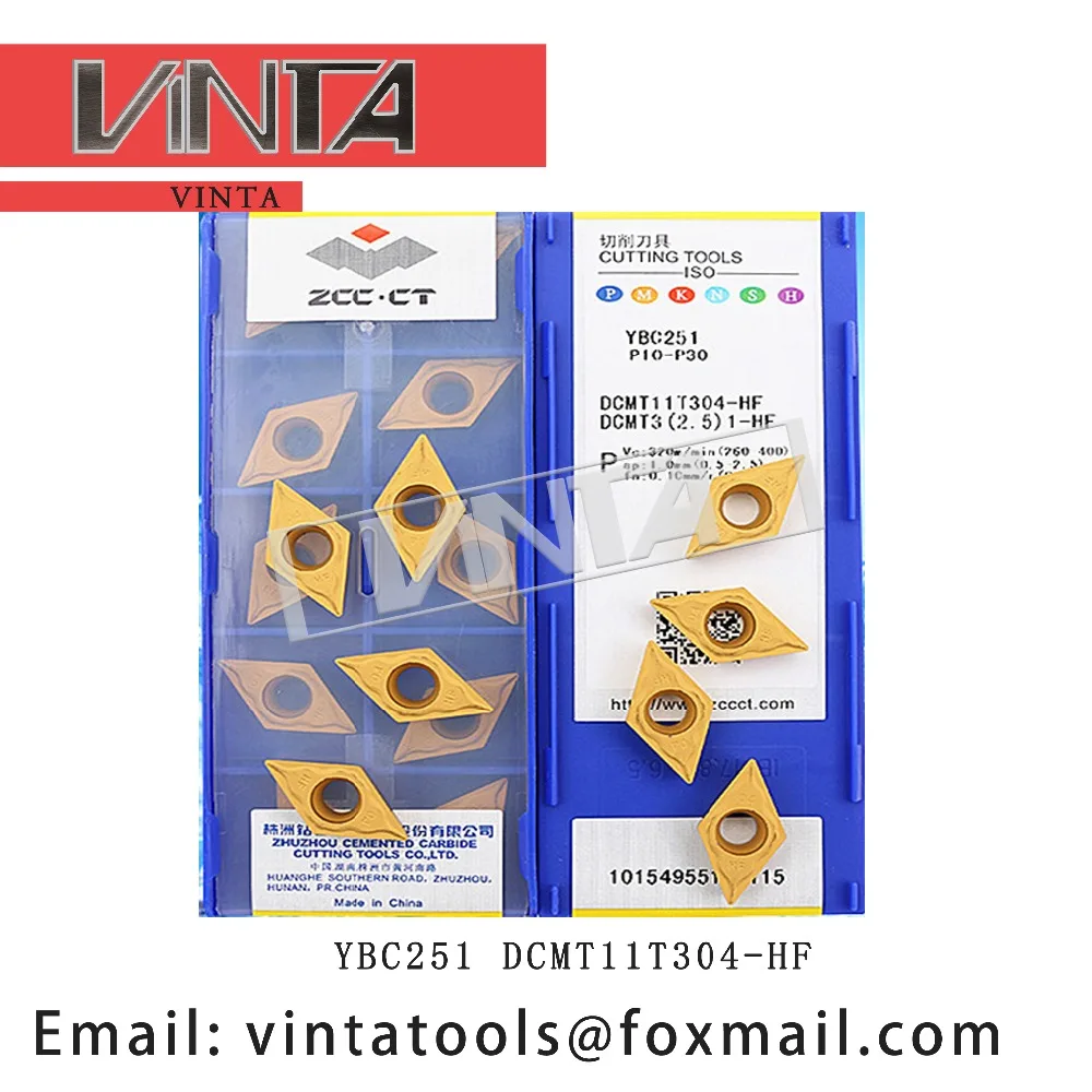 high quality 10pcs/lots YBC252 YBC152 YBC251 YBG202 DCMT11T304-HF cnc carbide turning inserts cutting blade tools