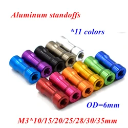 20pcs M3 aluminum spacers M3*10/15/20/25/28/30/35mm OD=6mm Aluminum alloy Round standoff spacer Rods for RC Parts Multicolor