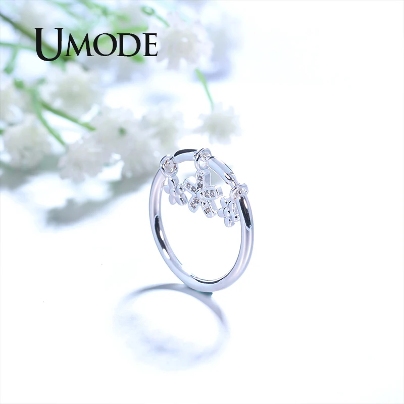 UMODE Cute Flower Rings for Women Engagement Finger Rings Fashion Pendant Ring for Gift Girl Designer Jewelry Accessories UR0494