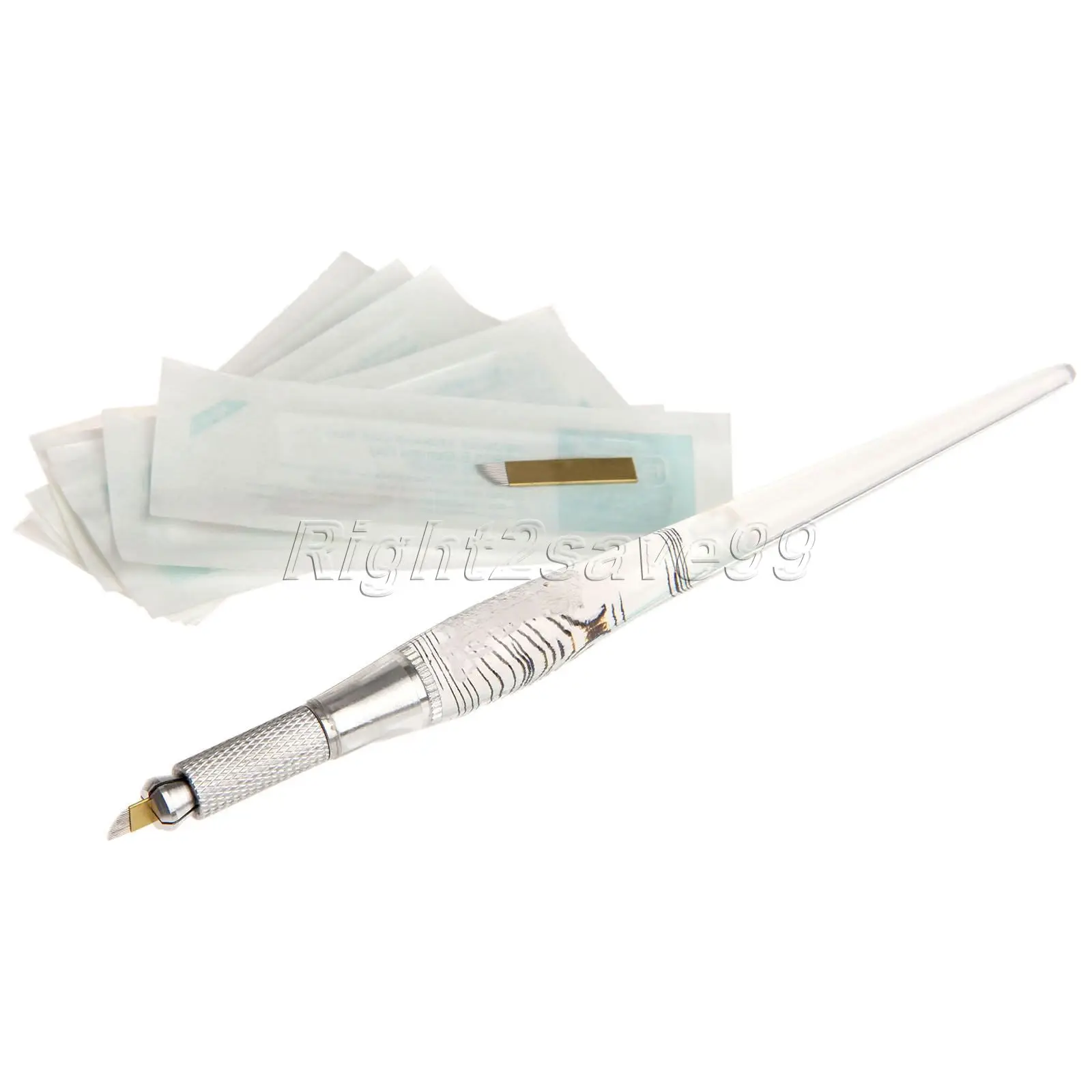 

Manual Eyebrow Tattoo Pen + 50 PCS 14 Pin Tattoo Blade Needles PCD Permanent Makeup Needle Sterilization Stainless Microblading