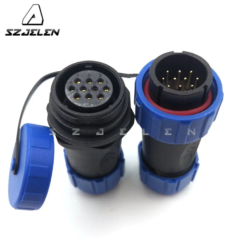 SP2110/SY2111, 8 Pin 9pin 10pin 12pin Waterproof Connector Plug And Socket, LED Power Wire Cable Connectors,  IP68, Current 30A