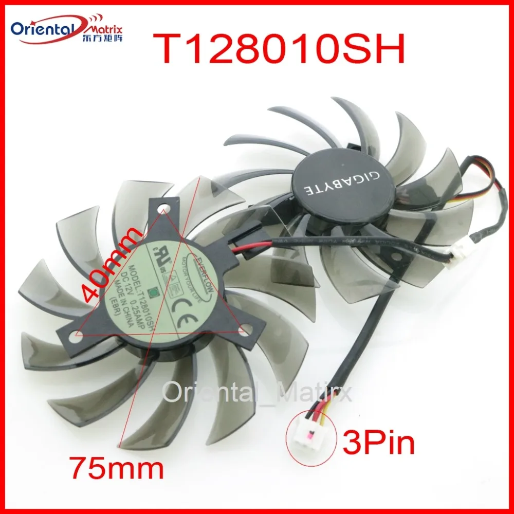 

Free Shipping T128010SH 75mm DC12V 0.25A For Gigabyte GV-R585OC-1GD GV-N460OC-1GI Graphics Card Cooling Fan