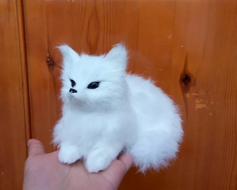 White Lying Fox Simulation Model 16x14cm Handicraft Figurine Home Decoration Gift Hard Polyethylene & Furs