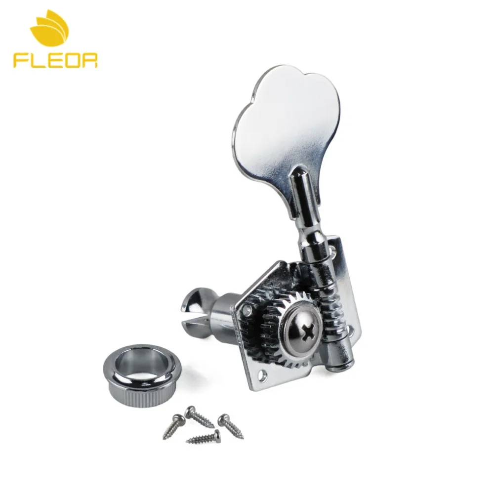 FLEOR 5pcs 4R1L Electric Bass Tuners Machine Heads Tuning Pegs Chrome For 5 String Bass