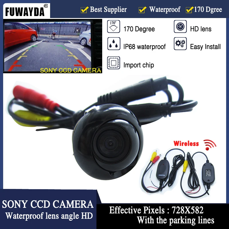 FUWAYDA Free Shipping Wireless SONY CCD Car SUV MPV rear /front side view camera 360 degree Rotation Panoramic Universal All Fit