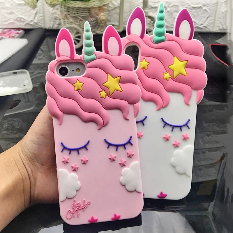 Fashion Silicone Unicorn Phone Case For Iphone X Cute Candy Color For iphone 5 6 S 6 7 8 Plus Cover Cartoon Unicorn Cases Coque