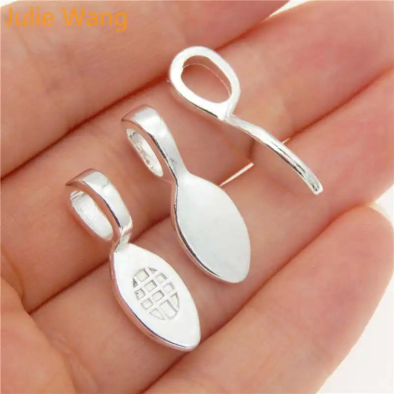 

Julie Wang 10PCS Silver Color Glue On Bail Tag Charms Alloy Pendant Necklace Bracelet Jewelry Making Accessory