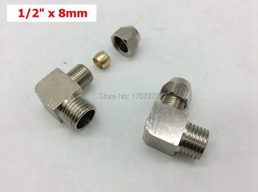 

free shipping copper fitting1/2" x 8mm High Quality elbow Ferrule Tube Pipe Fittings Threaded Male Connector, brass fitting