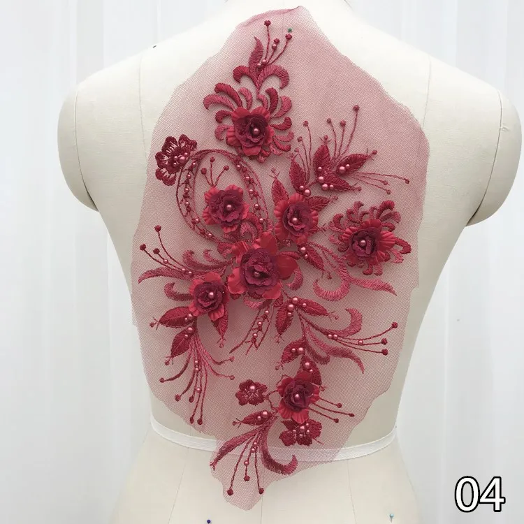 2 Stück/Set Neue Mode Stickerei Perlen Pailletten Spitzenblume, Kinderkleid, Kostüm, DIY Spitzenzubehör 36*21cm RS1868 – Detail 9