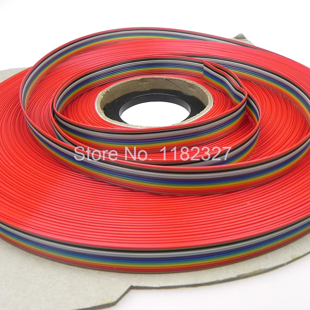 (50 meters/lot) Flat Ribbon Cable 12Pin 1.0mm pitch 50 meters Rainbow Color cable