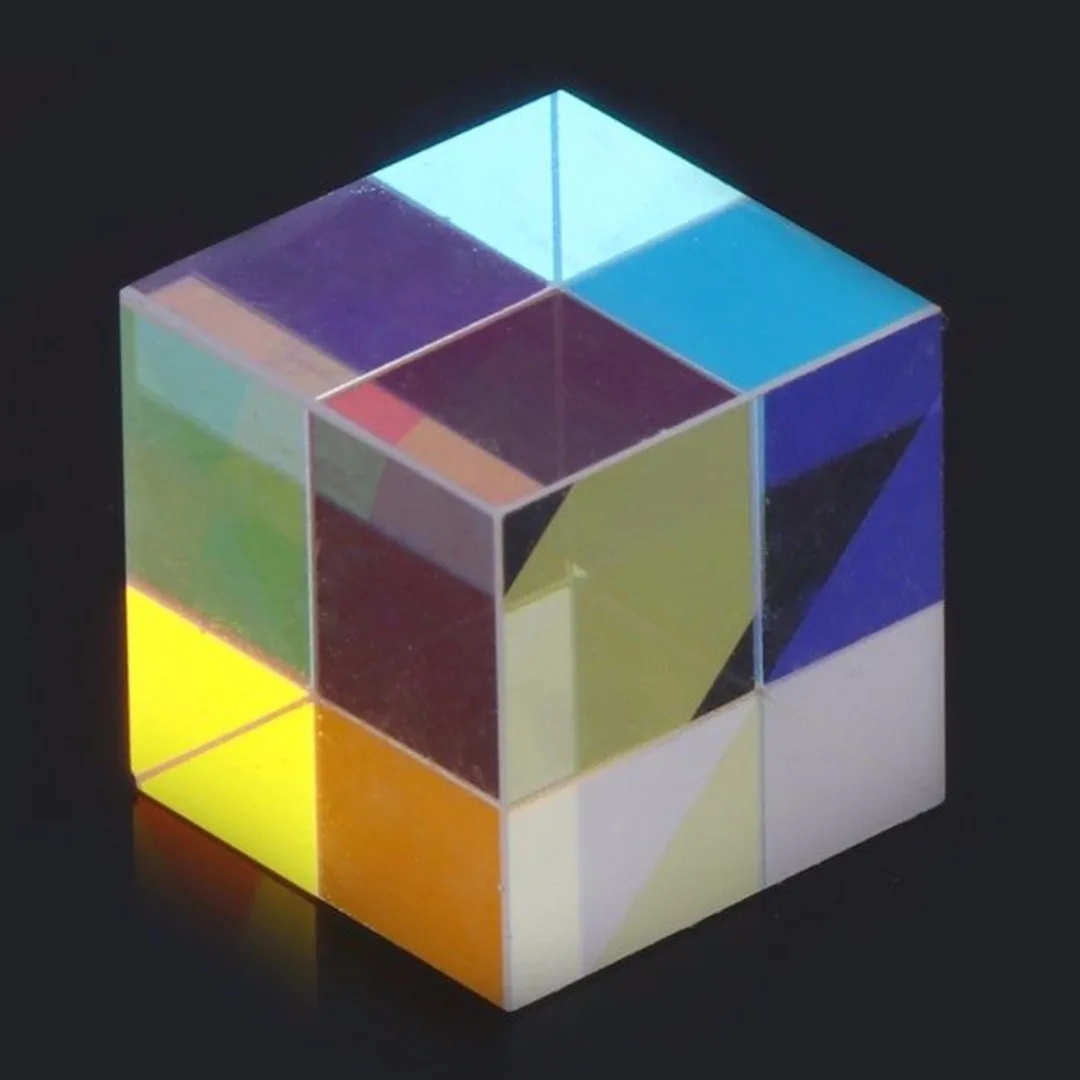 Optical Glass Cube Defective Cross Dichroic Prism Mirror Combiner Splitter Decor 10x10mm Transparent Module Toy Teaching Tools