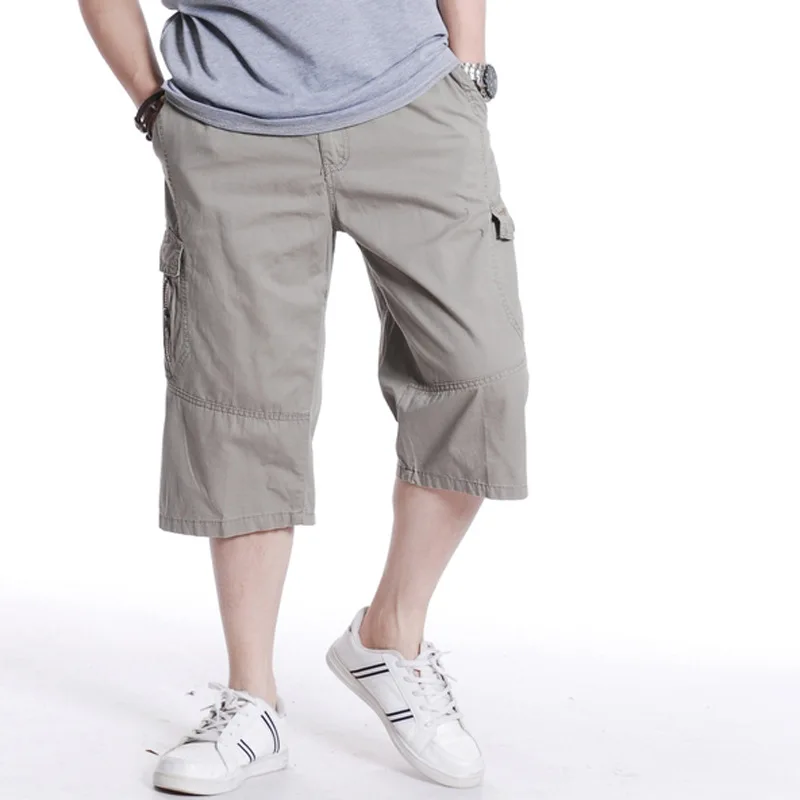 

Summer Mens Cargo Shorts Water-washed Cotton Thin Wide Leg Loose Baggy Boardshorts Casual Beach Short Plus Size L-6XL