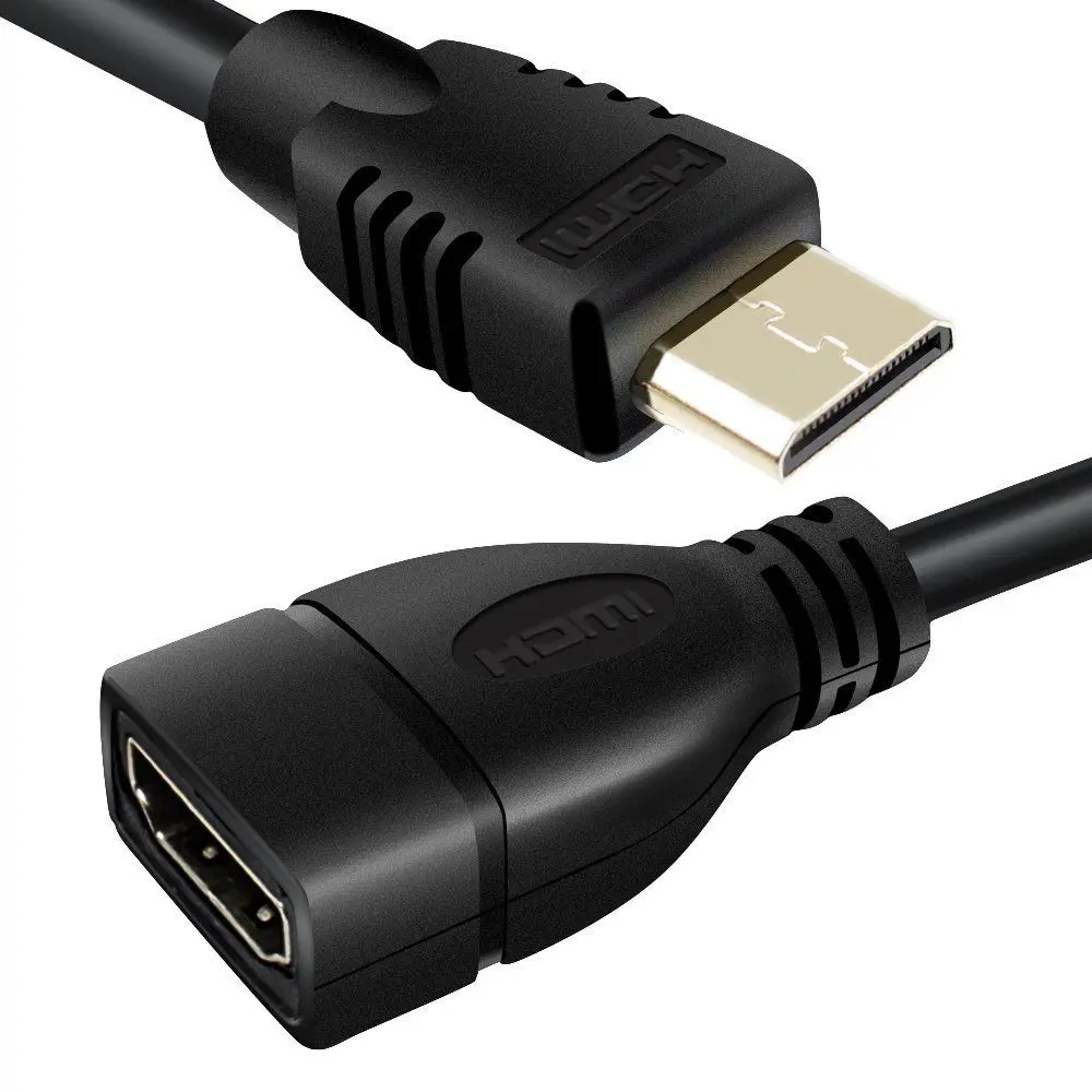 Novo 1080p mini hdmi-compatível macho para hdmi-compatível fêmea hdtv conversor adaptador cabo