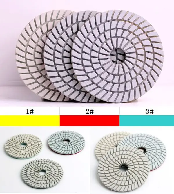 DC-SW3PP03 D125mm(5 inch) diamond flexible  wet  3 step polishing pads,Resin diamond pads for concrete