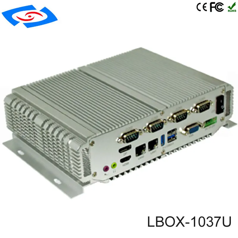 Fanless Barebone Mini PC Intel Core I5-3337U Finestre 10 Robusto ITX Caso di Computer Industriale Embedded 2 LAN HDMI 6 COM nettop