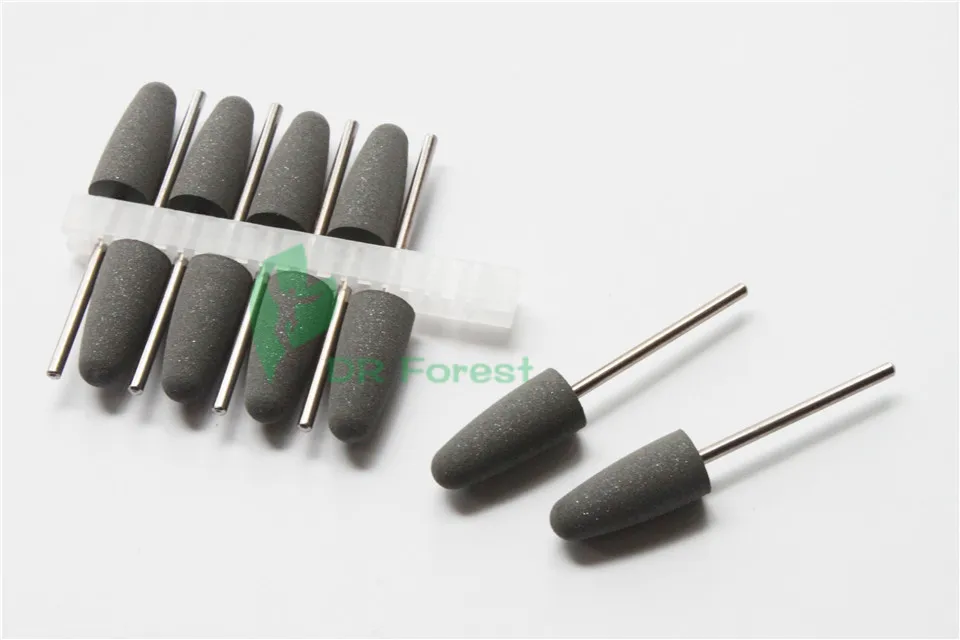 Dental 2.35mm Gray SILICONE Rubber Polishers Diamond Polishing Burs 100Pcs