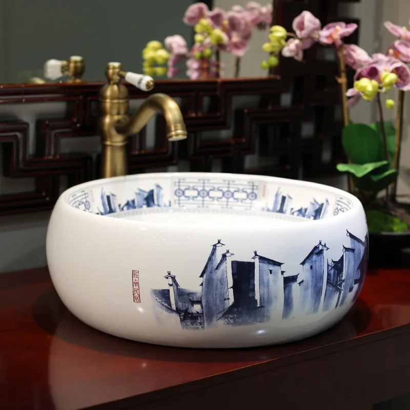 

Bathroom ceramic counter top sink wash basin popular in europe art basin vessel sinks countertops washing basin round