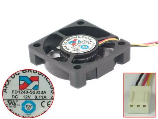 ARX FD1240-A2233A DC 12V 0.11A 40x40x10mm 3-wire Server Cooling Fan