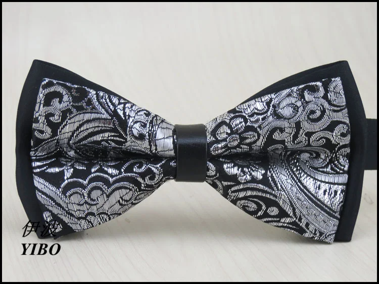 (1 pieces/lot) 2017 new style Bow Tie /Satin/silver flower pattern/men Fashion Dark grey bow tie men's ties