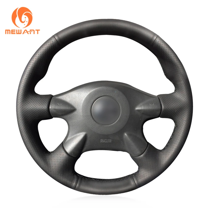 MEWANT Black Artificial Leather Steering Wheel Cover for Nissan Almera N16 X-Trail T30 Primera Sunny Avenir Renault Samsung SM3