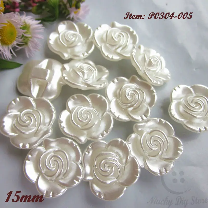 50 pcs 18 millimetri/15 millimetri un foro della perla del fiore bianco pulsanti per il cucito scrapbook craft wedding copricapo da cucire accessori