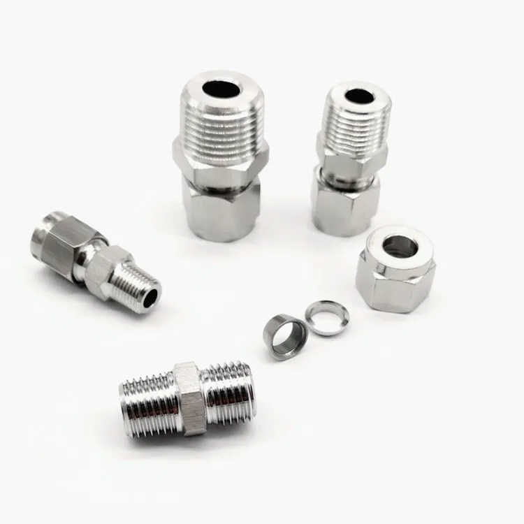 Double Ferrule Compression Fitting Male Connector SS304 6mm 8mm 10mm 12mm Tube OD x 1/8" 1/4" 3/8" 1/2" NPT