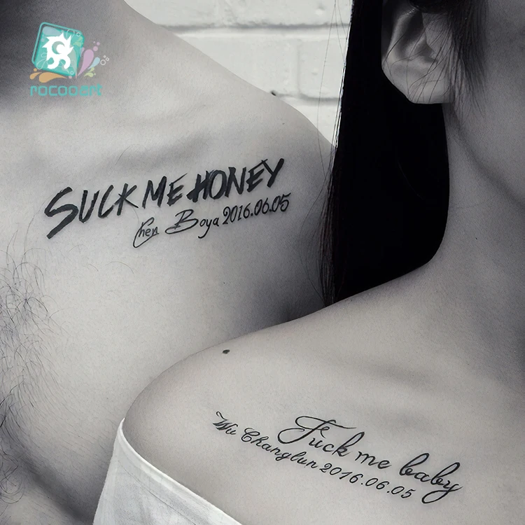 Rocooart English Words Black Tattoo Chinese Letters Fake Tattoo Arms Taty Tatouage Body Art Waterproof Temporary Tattoo Stickers image 4