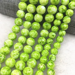 Wholesale 4/6/8/10mm Green Glass Beads Round Loose Spacer Beads Pattern For Jewelry Making DIY Bracelet Necklace #18