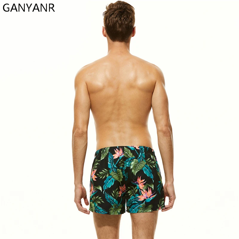 GANYANR Mens Nuoto Shorts Costumi Da Bagno di Società di Nuoto Shorts Spiaggia Bermuda Da Surf Wear Boxer quick dry Costumi Da Bagno Costumi da