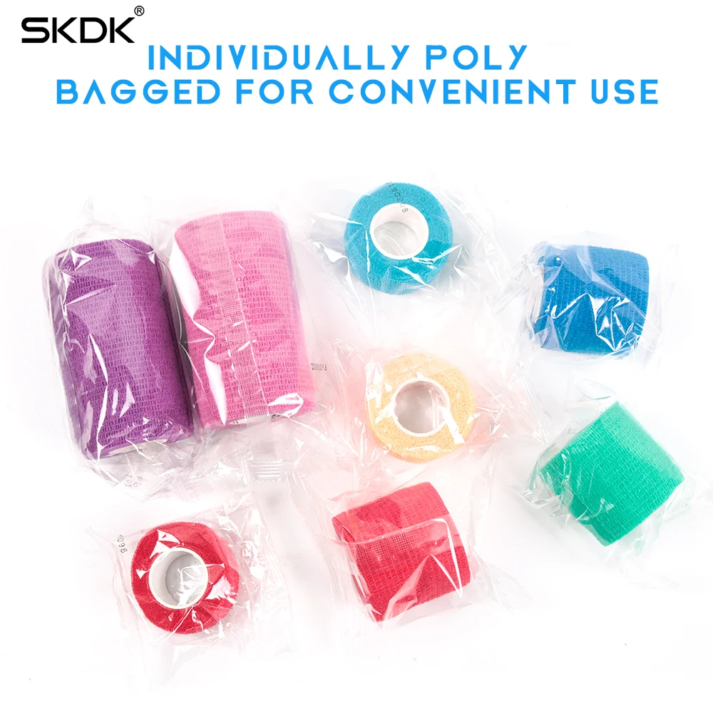 SKDK 24pc Self Adherent Cohesive Wrap Bandages Bundle Pack Non Woven Bandage Rolls Athletic Tape for Wrist & Hand Premium-Grade