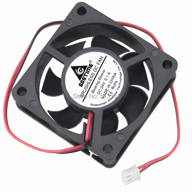 100pcs/lot Gdstime CPU Cooler 24V 2Pin 6cm 60mm 60x60x20mm DC Brushless Heatsink Cooling Exhaust Fan