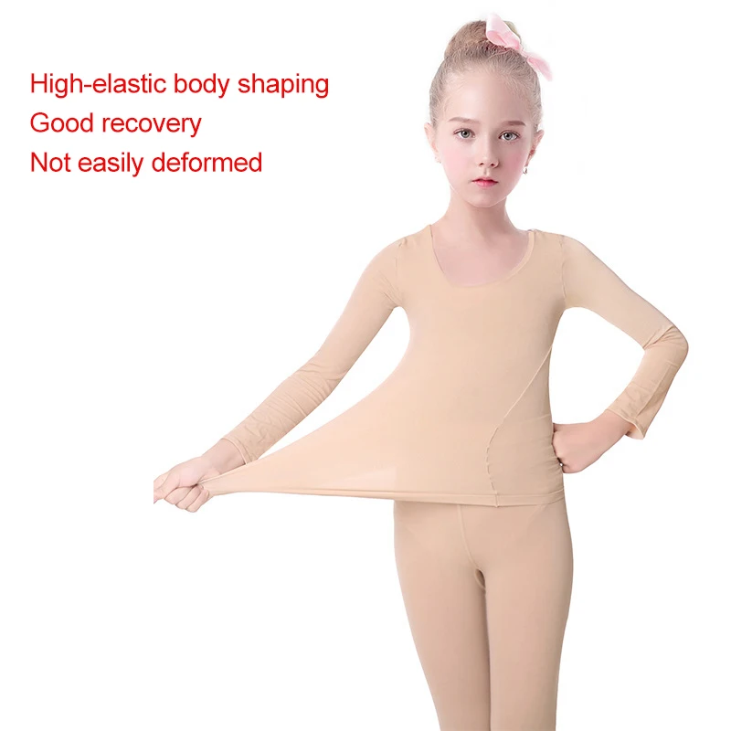 2020 Warm Girls Ballet Underwear Nude Dance Full Bodysuit Tights Thick Ballet Warm Up Stretch Dance Wear For Kids Leotard Sets