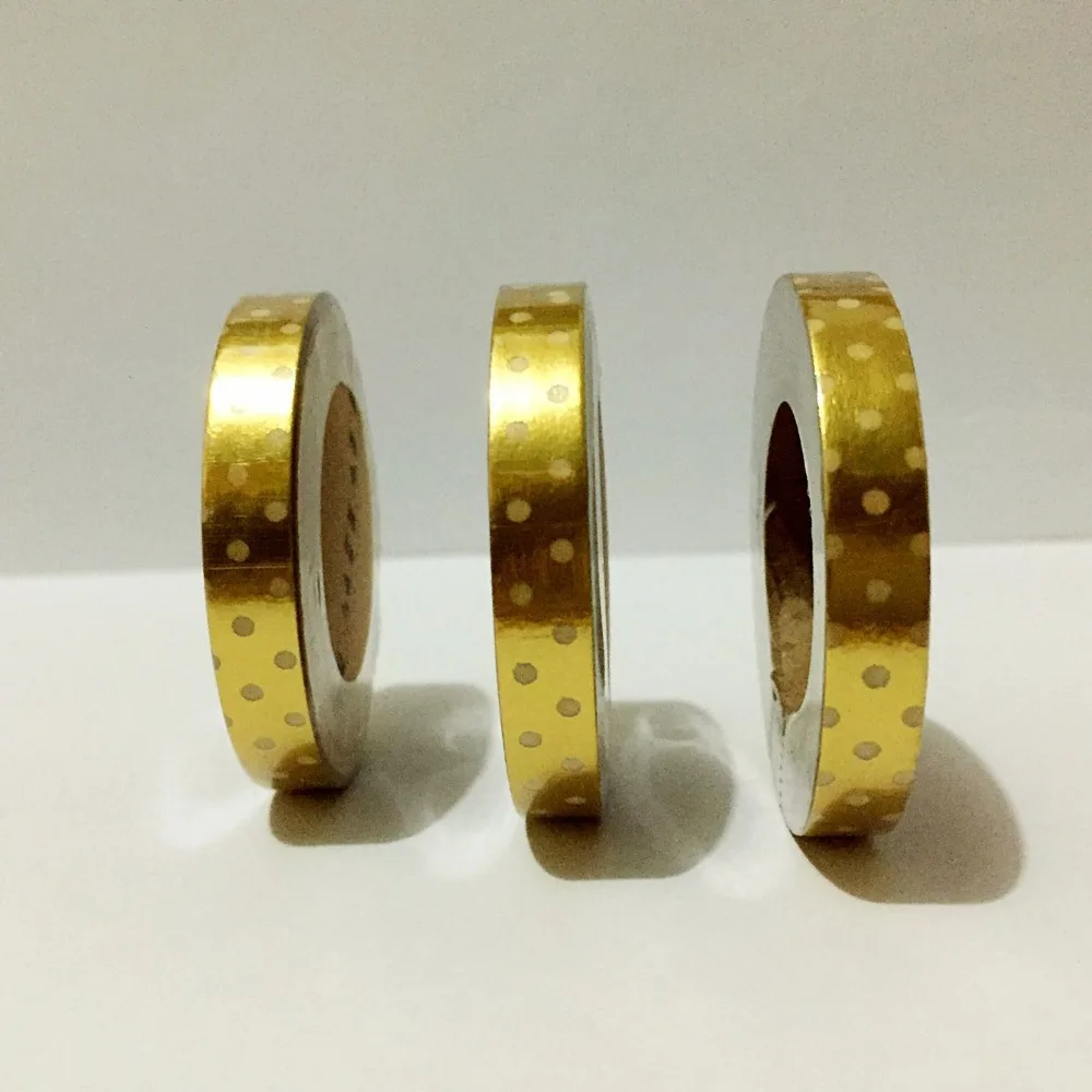 Foil gold  High quality  washi paper  tape 7.5mm*10m/ golden background dot  masking washi paper  tape