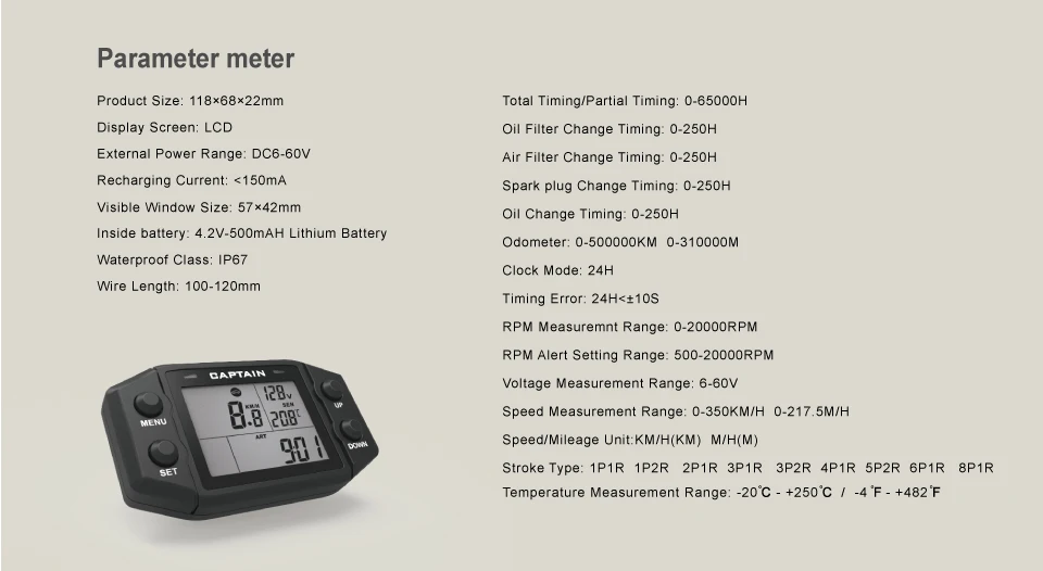 Drehzahl messer Multifunktions-Stunden zähler digitaler Motor drehzahl messer mit Voltmeter-Service-Erinnerungs messer hm400 – Detail 2