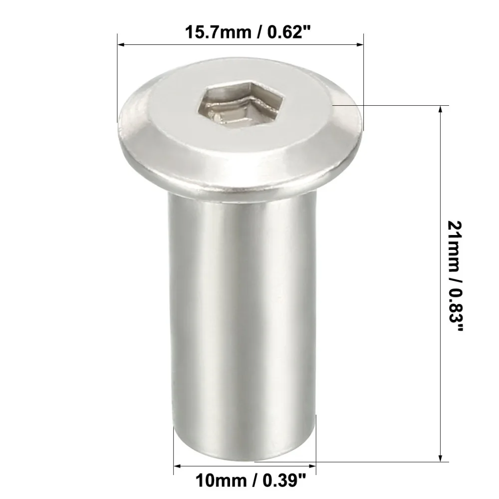 Uxcell 30pcs/lot M8x10/12/18mm M6x/15/17/22mm Iron Nickel Plated Rivet Hex Socket Head Insert Nut Screw Post Furniture Fittings
