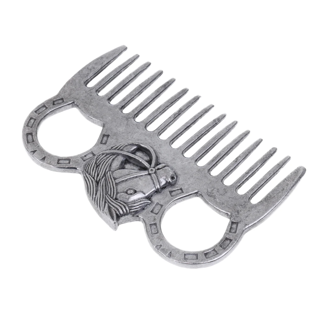 Stainless Steel Horse Pony Grooming Comb Tool  Metal Curry Brushing Cleaning Tool Equestrian