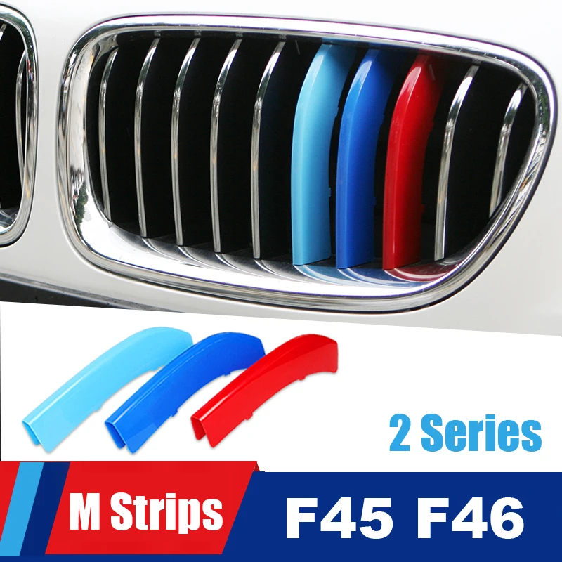 Car Front Grille Trim M Sport Strips Grill Cover Cap Stickers for 2015-2017 BMW 2 Series F45 F46 Gran Tourer and Active Tourer