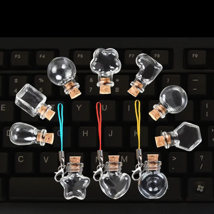10 Pieces Hourglass Shaped Small Glass Bottle Mini Sandy Clock Glass Vial Pendant Necklace Charms (Bronze Lace Cap