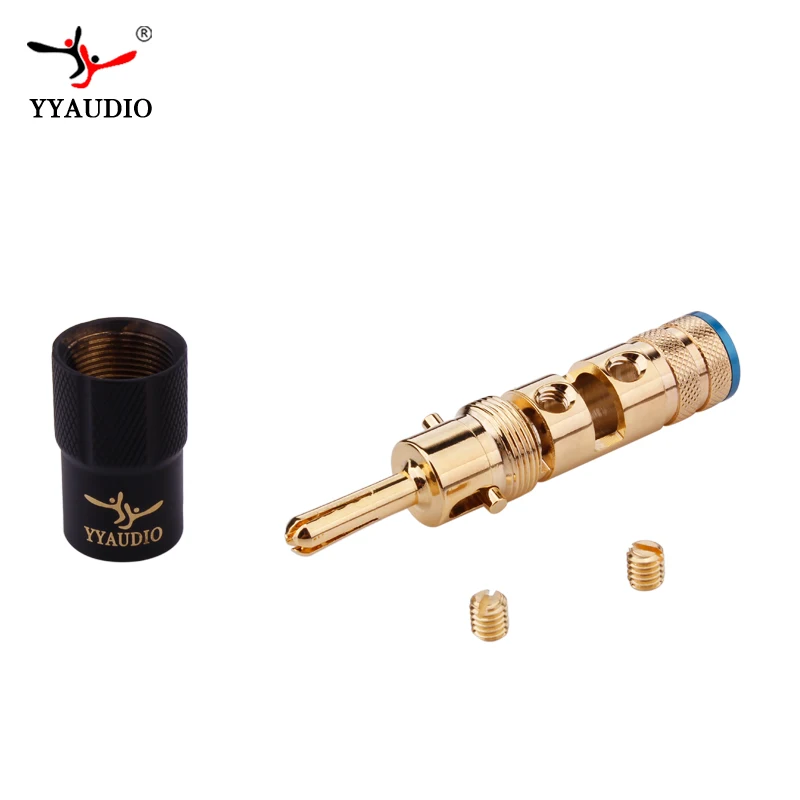 4 pz di Alta Qualità di Nuovo di Rame YYAUDIO Speaker Cable Spina A Banana con Serratura Amplificatore Altoparlante Connettore
