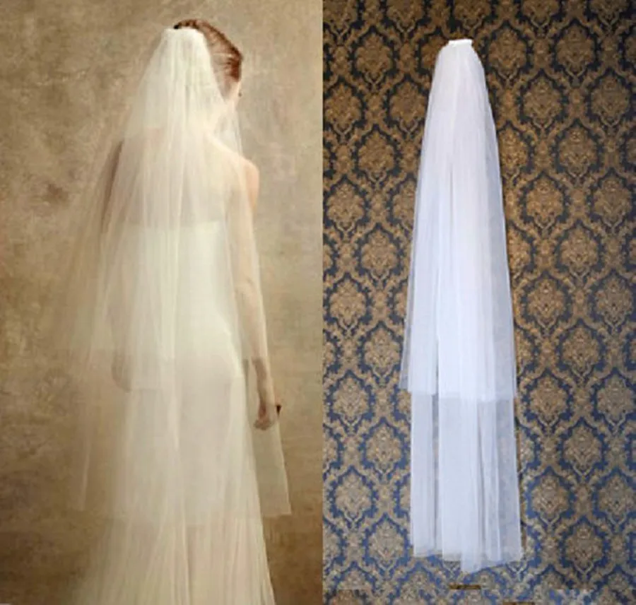 Moda simples branco marfim véu de noiva duas camadas 80cm/120cm com pente véus para casamento véu acessórios