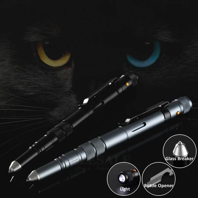 4-In-1 Portable Tactical Pen Flashlight Bottle Opener Emergency Glass Breaker Outdoor Self Defense EDC Pen Tool Gift Box