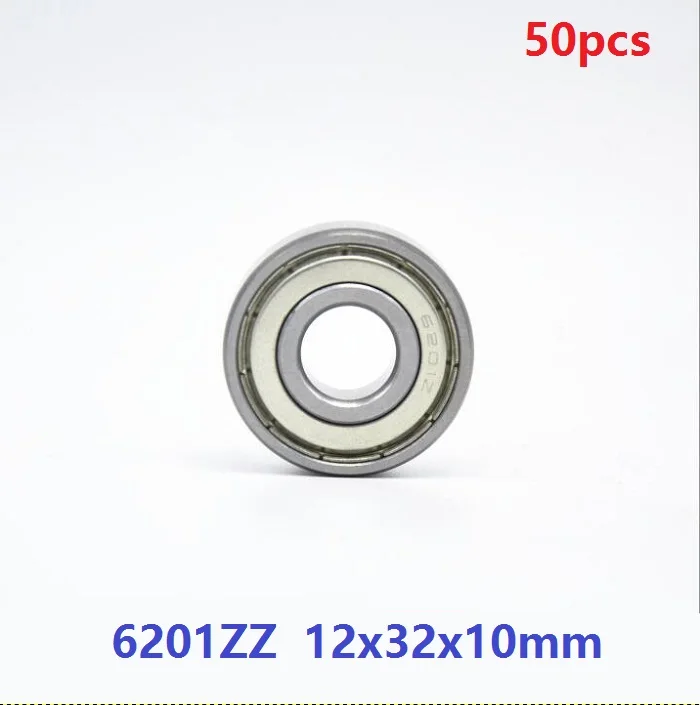 50pcs/lot 6201ZZ 6201-ZZ 6201 ZZ 2Z 12*32*10mm Deep Groove Ball bearing 12x32x10mm Ball Bearings 6201Z