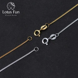 Lotus Fun Real 925 Sterling Silver naszyjnik Fine Jewelry 18K Gold Classic Easy Match Chain bez wisiorek dla kobiet akcesoria