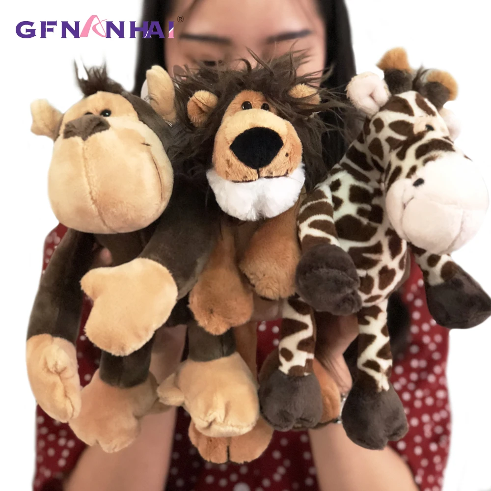 5pcs/lot 25cm kawaii Forest Animal  Series Plush toy Cute Giraffe Elephant Lion Monkey Zebra Dolls Stuffed Soft toys for Kids