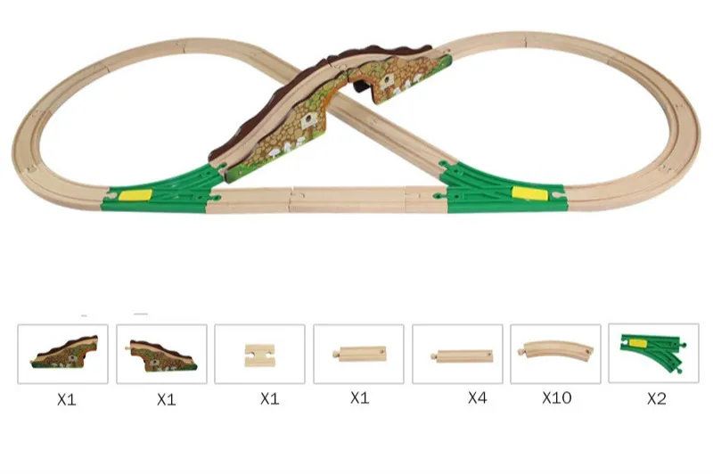 

Wooden Railway Straight Curved Expansion Track for Train Take-n-Play Motorized Electric Train Track Master Truck Toys