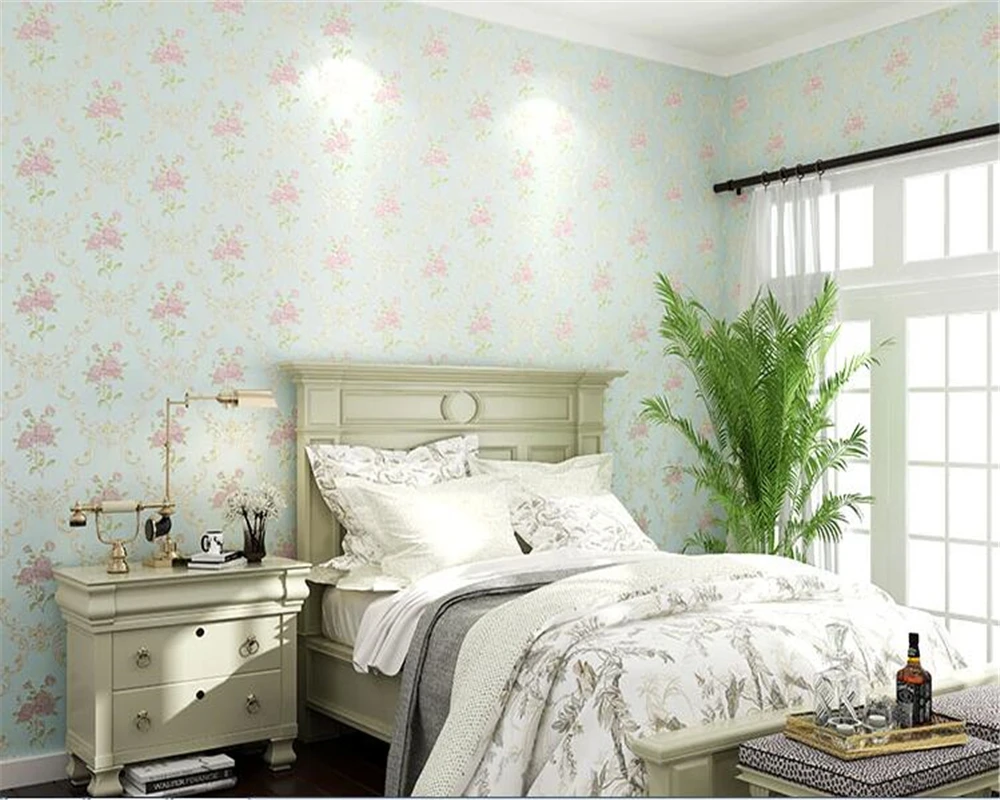 

beibehang three-dimensional pastoral floral nonwoven 3d wall paper warm pink children's bedroom girl bedroom European wallpaper