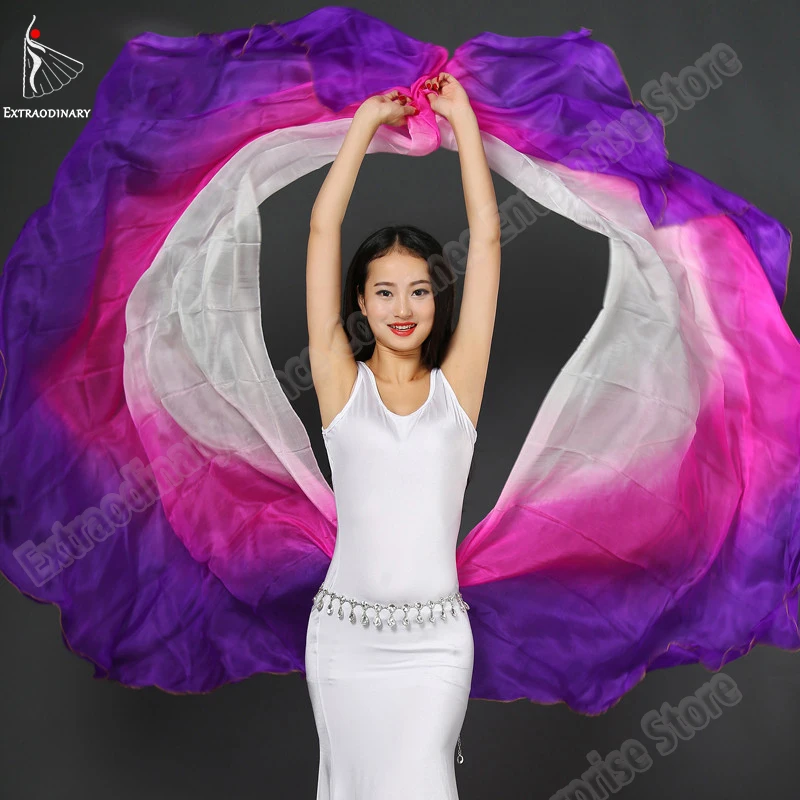 Belly Dance Veils Silk Shawl Veil 260*114cm Women Veil Bellydance Light Silk 5 Colors Stage Performance Accessories